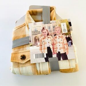 Lily and Dan Plaid Shacket Shirt Jacket Tan Cream 3T Boy Girl Toddler Spring New